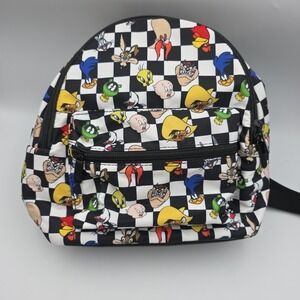 Bioworld WB Looney Tunes MINI Backpack Black White Checkered Bugs Bunny 11"×11"